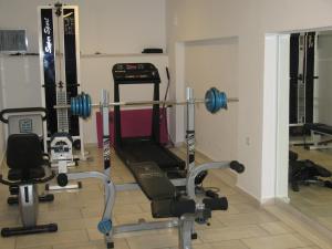 纳克索乔拉阿尔戈欧尼公寓的一间健身房,里面配有多种不同的设备