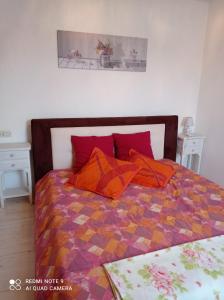 卡斯泰洛泰西诺Vacanze In Tesino的一间卧室配有带橙色枕头的床