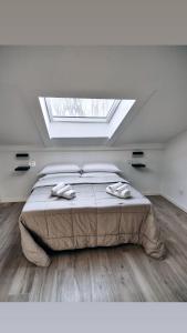 贝加莫贝尔加莫和丁多尼酒店的一间卧室配有一张带天窗的大床