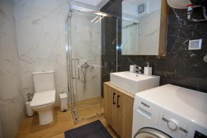 约阿尼纳Marianthe Apartments Ap2的带淋浴、卫生间和盥洗盆的浴室
