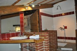 昂迪兹Restaurant et Chambres d'Hôtes La Ferme de Cornadel的一间带水槽和镜子的浴室