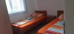索科矿泉村Apartman Andjela的小型客房设有两张单人床和窗户。
