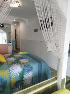 拉皮内达Promar Playa 685的一间卧室配有一张带窗帘的床