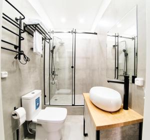 阿斯塔纳Hi Астана的一间带卫生间和淋浴的浴室