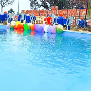 圣若昂-达巴拉Chácara Nilton soares的水中一个有一堆五颜六色的球的游泳池