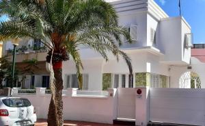 大加那利岛拉斯帕尔马斯Nomad Villa Santa Fe的白色房子前面的棕榈树