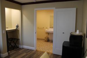 奥克兰奥克兰帝国酒店的客房设有带水槽和镜子的浴室