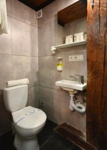 敖德萨Mezzanine Hotel的一间带卫生间和水槽的浴室