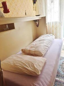 博尔扎诺Bozen Mitte的两个枕头坐在房间里的床边