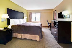 迪索托德索托戴斯旅馆及套房酒店的酒店客房设有一张大床和一台电视。