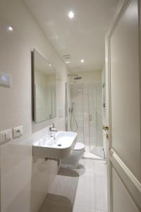 威尼斯Ca' del Pittor Apartments的白色的浴室设有水槽和淋浴。