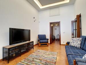 雷根古什-迪蒙萨拉什Casa Refugio Do Campo的客厅配有电视和蓝色沙发。