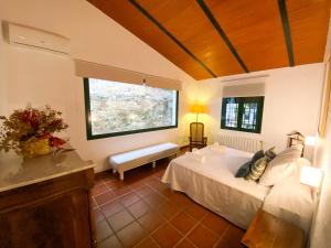 科尔多瓦La Buganvilla的一间卧室设有一张大床和一个窗户。