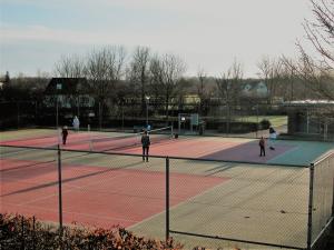 泽沃德Park Nest的一群人在网球场打网球