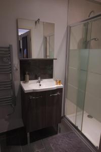 多勒Duplex charmant idéalement situé的一间带水槽和淋浴的浴室