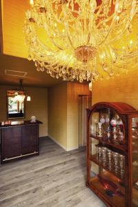 KusumotoAubergeフレンチの森的配有木质地板的客房内的吊灯