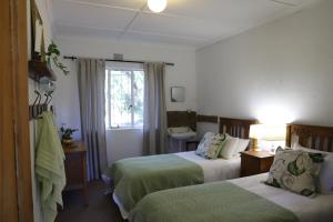 克拉多克Doornfontein Guest Farm的酒店客房设有两张床和窗户。