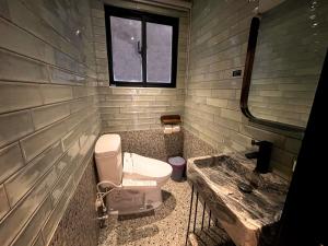 台南三田包棟旅宿MITA Inn的一间带卫生间和水槽的浴室