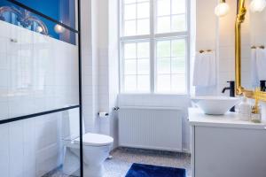Augustenborg'Gem Suites Luxury Holiday Apartments的一间带卫生间和水槽的浴室