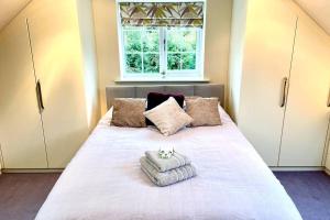 BroomAdorable 2 bedroom countryside guesthouse的卧室配有一张大白色床和窗户