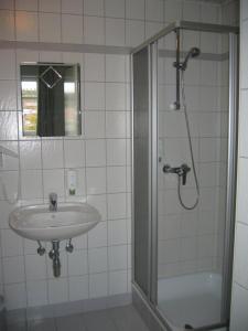 Gobelsburg科班肖夫农家乐的一间带水槽和淋浴的浴室