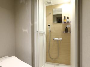 东京后乐园永安国际酒店的带淋浴、水槽和镜子的浴室