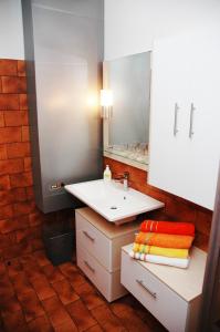 特雷芬Appartements Akzente的一间带水槽和镜子的浴室