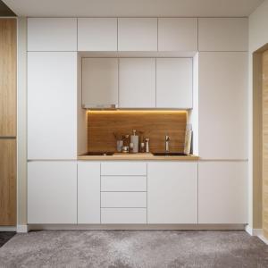 罗斯巴赫沃尔上韦格LikeDaheim Apartments的厨房配有白色橱柜和柜台。