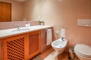 拉戈斯Nortada Suite Beach Apartment T2的一间带水槽和卫生间的浴室