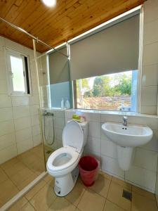 Rende虎山哩賀 Hello-Hu Shan的一间带卫生间和水槽的浴室