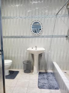 Trincity Preferred Place的一间带水槽、卫生间和镜子的浴室