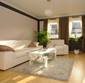 不莱梅Deluxe Apartments Bremen Typ C的客厅配有白色沙发和茶几