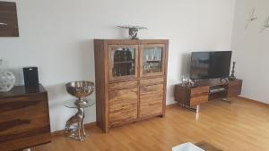 格洛米茨Sonnenblick - a27034的客厅配有木柜和电视