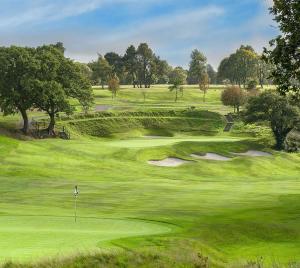 圣美伦The Nineteenth, Oakridge St Mellion, Free Golf/SPA的享有高尔夫球场和绿色美景