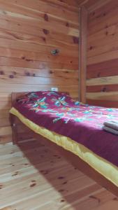 莫伊科瓦茨Log cabin 1 Merdovic的木墙客房的一张床位