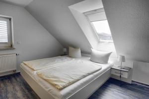 青斯特Altes Wasserwerk, App 3的窗户客房内的一张白色床