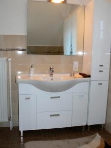 NeukirchenHaus Renate in Neukirchen的浴室设有白色水槽和镜子