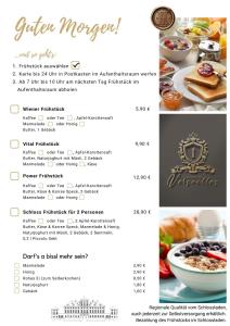 Innviertler Versailles的晚餐菜单的一页,包括食物