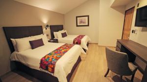 克雷塔罗火烈鸟酒店的酒店客房设有两张床和电视。