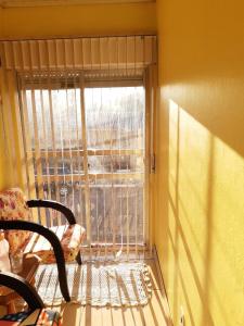 圣安娜-利弗拉门图Sobrado Livramento Rivera Diaria的客房设有带百叶窗和椅子的窗户。