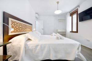 科尔多瓦Tejón y Marín, nuevo apartamento en casco antigüo的白色卧室配有一张白色的大床