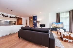 Alpen panorama luxury apartment with exclusive access to 5 star hotel facilities的休息区