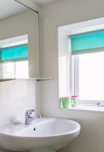 布里德波特Bridport Garden Suite的白色的浴室设有水槽和镜子