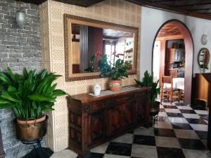 卡拉纳雅达卡斯伯布旅馆的浴室设有镜子和盆栽植物
