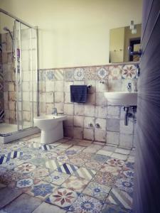 TresanaCa Giacomo的一间带水槽、卫生间和淋浴的浴室
