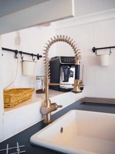 因泽尔Sauna & Whirlpool - ALPENLIEBE APARTments的厨房配有水槽和微波炉