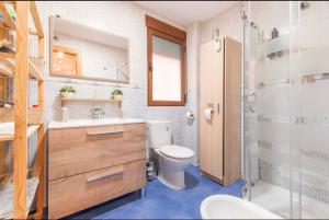 卡马雷纳德拉谢拉Apartamento Turístico Javalambre的浴室配有卫生间、盥洗盆和淋浴。