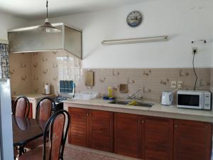 米纳斯DOÑA OLGA的厨房配有水槽和微波炉