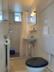 芬克芬VVP夫赫尔凡克温酒店的浴室配有卫生间、盥洗盆和淋浴。