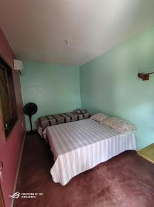 阿尔特杜尚Casa aconchegante em alter的卧室位于客房的角落,配有一张床